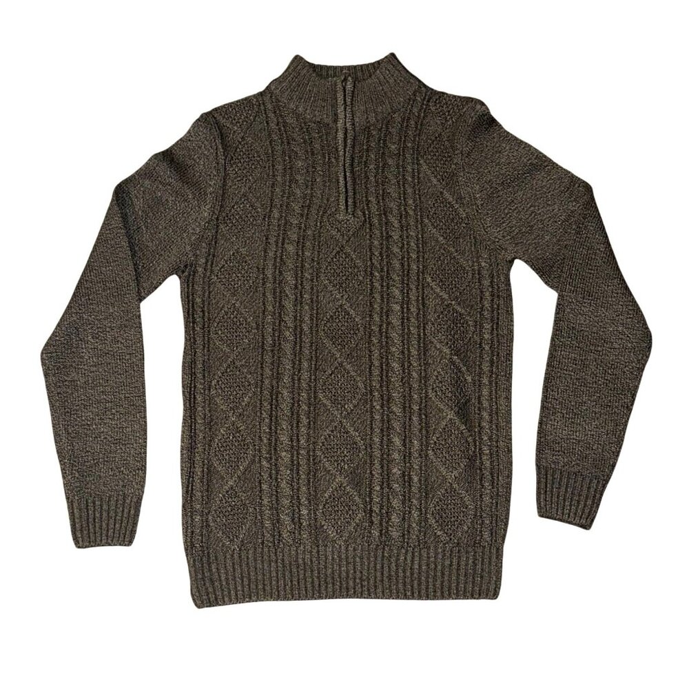Kian D  Los Angeles Mens Cable Knit Half-Zip Sweater XL Brown